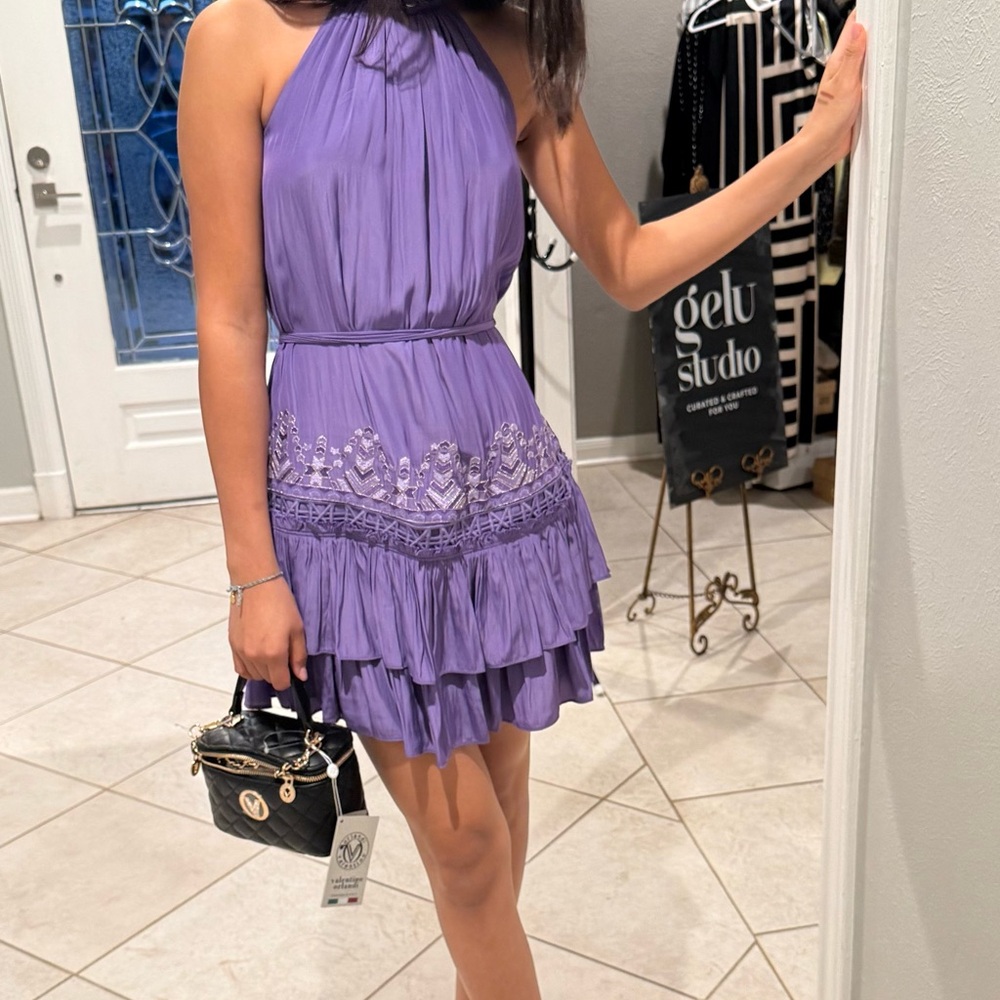 Ramy Brook Lilac Halter Mini Dress